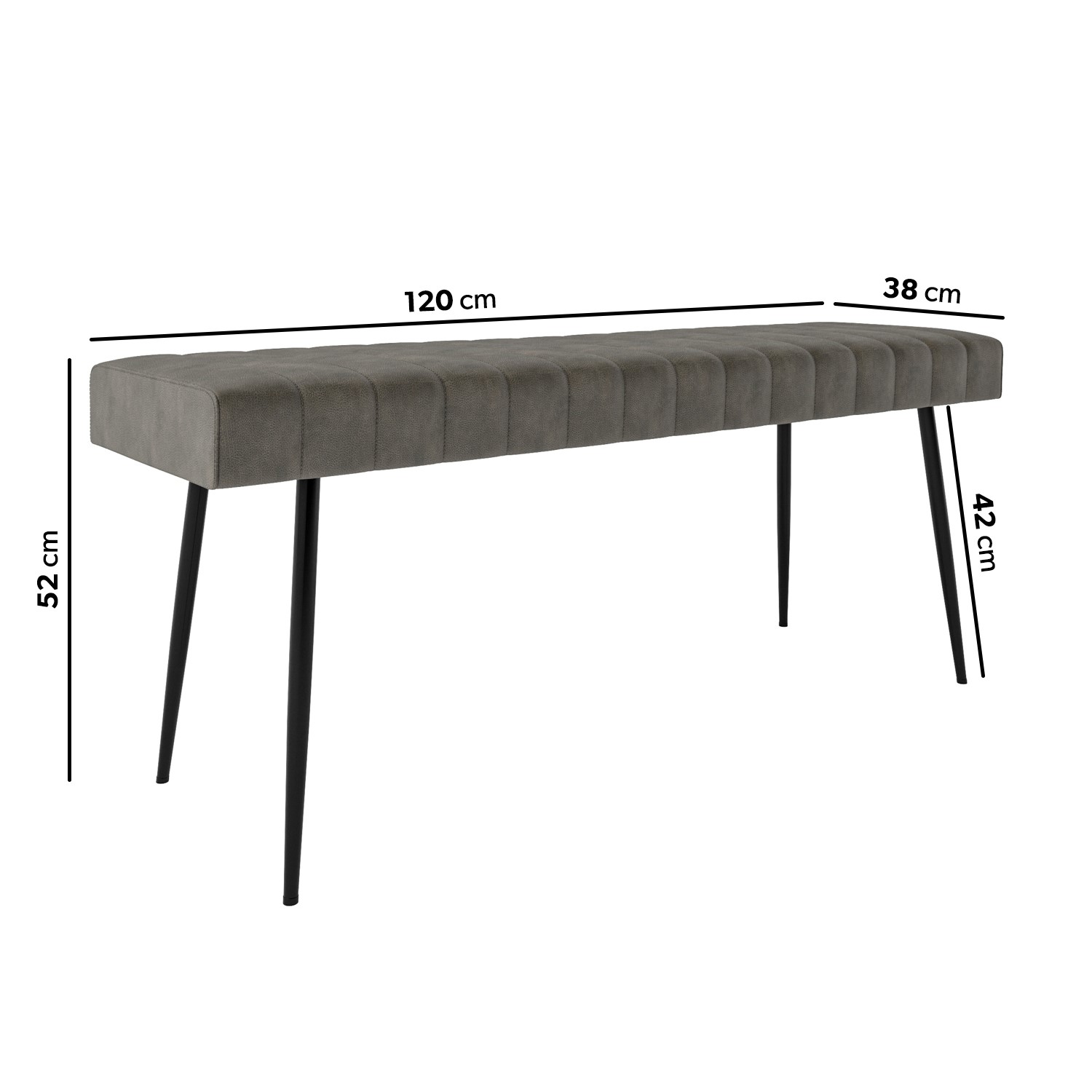 Read more about Large dove grey faux leather dining bench seats 2 logan